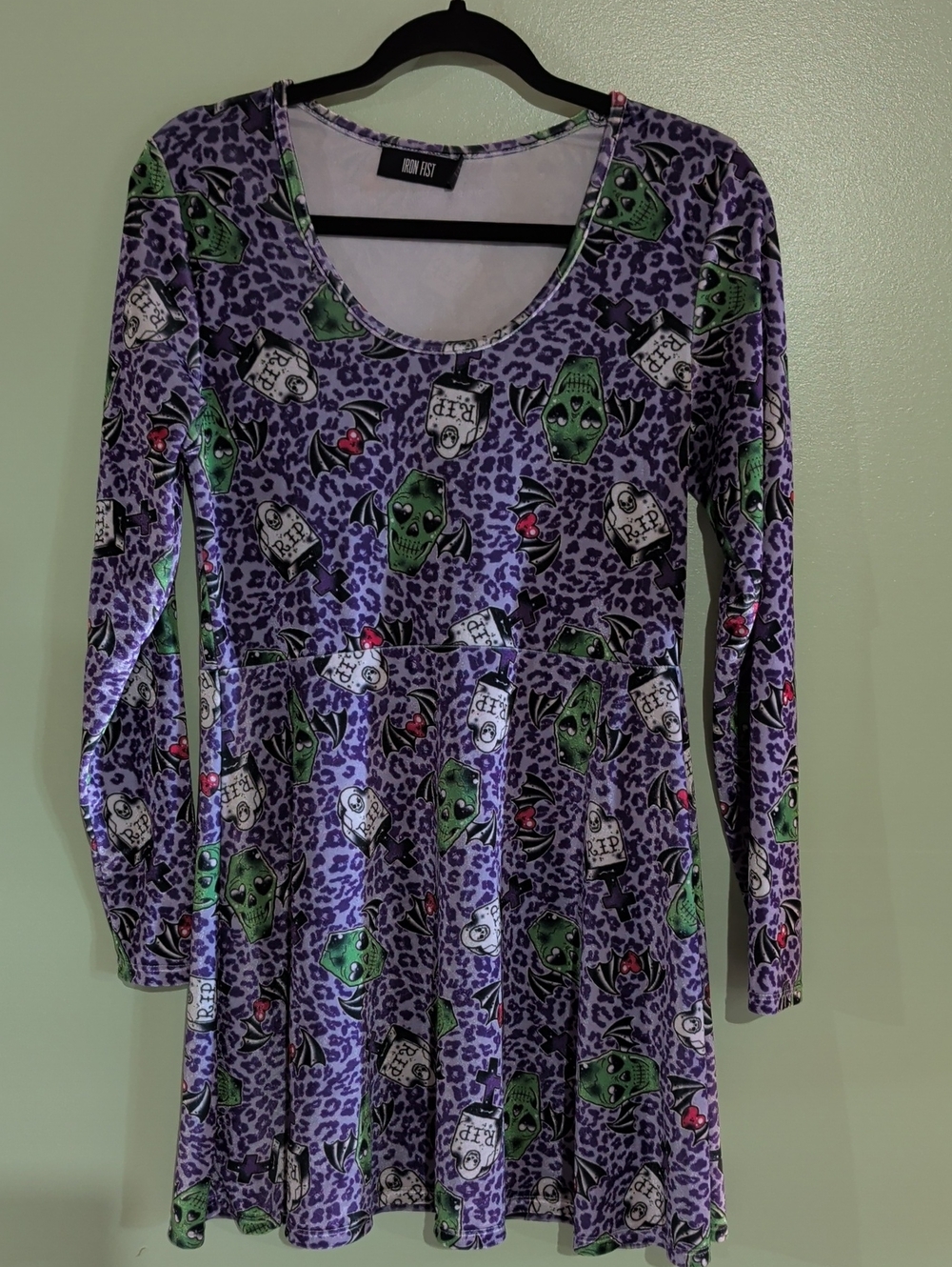 Iron Fist Black and Purple Velvet Circle Skirt Dress